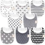 8-Pack Organic Baby Bibs for Boys, 