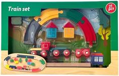 21 Pc Starter Wooden Train Set Trai