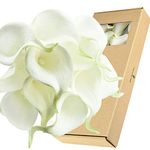 FiveSeasonStuff Real Touch Calla Lilies Artificial Flowers Wedding Bridal Bouquet Home Décor Party |Floral Arrangments | 15 Stems (Summer White)