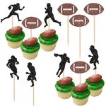 36 PCS Rugby Ball Cupcake Toppers Football Players Sport Cupcake Picks Super Rugby Sports Theme Baby Shower Birthday Party Cake Decorations Supplies