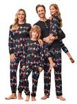 Ekouaer Matching Christmas Pajamas Henley Tops with Printed Sleepwear Holiday Jammies Pjs Adult String, Men Lights L