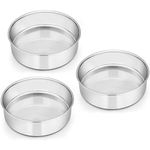 Homikit Cake Tin, 6 Inch Round Cake Tin Mould Set of 3, Layer Cake Tins Stainless Steel Cake Baking Pans for Christmas Birthday Wedding, Healthy & Sturdy, Mirror Finished & Dishwasher Safe