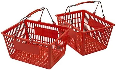 Only Hangers Red Shopping Baskets Set of 2, Easy Carry with Foldable Wire Handles