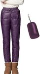 Flygo Women's Packable Winter Warm Snow Pants Utility Compression Down Pant Trousers Purple