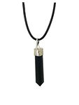 Black Tourmaline crystal pencil point raw pendant Gemstone Pendant with wax cord rope chain for necklace Energy Generator Crystal stone used Boost Confidence , Perfect Meditation kit, thanksgiving gift