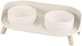 Cat Bowl for Food and Water - Elevated Dog Bowls with Stand - Raised Dog Cat Bowl Set - Double pet Bowl Dish for Small Dog | Cat | Puppy | Rabbit and with Splash Proof Guard for Less Mess