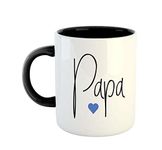 ASHVAH Best Papa Printed Ceramic Coffee Mug Best Gift For Birthday Anniversary Fathers Day Valentines Day - Black, 350 ML