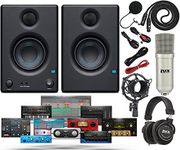 PreSonus Pair of Eris E4.5 2-Way Studio Monitors with Studio One Prime DAW Studio Magic and Plug-in Suite Software Pack and LyxPro Condenser Recording Microphone Kit and Headphones (May Vary Brands)