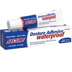 Secure Waterproof Denture Adhesive - Zinc Free - Extra Strong Hold for Upper, Lower or Partials - 1.4 oz (Pack of 2)