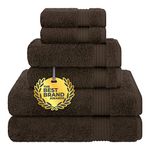 The Best Brand Awards, Cotton Paradise 6 Piece Towel Set, 100% Turkish Cotton Soft Absorbent Towels for Bathroom, 2 Bath Towels 2 Hand Towels 2 Washcloths, Brown Towel Set