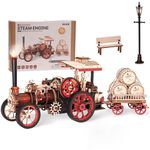 ROKR Car Model Building Kit 3D Wooden Puzzle for Kids Adults, Steam Locomotive Model Kits, Car Wooden Puzzle, 469 Parts, Steam Engine, LKA01