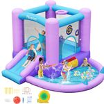 FBSPORT Inflatable Bounce House, Kids Bounce Castle Slide for Indoor Outdoor, Toddler Baby Water Jumper Bouncer, Kids Jumping Bouncy House with Blower, Ball Pit Pool, Basketball Hoop, Dart Game