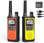 Walkie Talkies for Kids Adults, NXGKET Rechargeable Walkie Talky Long Range 2 Way Radios 22 Ch with 1800mAh Li-ion Battery Type-C Cable NOAA Weather Flashlight VOX for Outdoor Camping Hiking 2 Pack