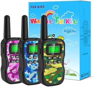 Huaker Kids Walkie Talkies,3 Pack 22 Channels 2 Way Radio Toy with Flashlight and LCD Screen,3KM Range Walkie Talkies for Kids Outside Adventures, Camping, Hiking