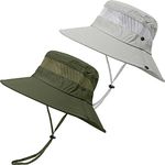 LCZTN 2 Pieces Boonie Sun Hat for Men & Women Bucket Hat with UV Protection UPF 50+ for Fishing,Hiking,Safari & Gardening (Light Grey＆Army Green)