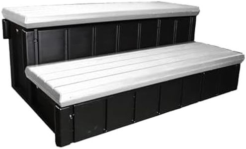 Confer Plastics Two Tier 36" Wide Deluxe Hot Tub Step. Non-Skid Spa Steps, Easy Installation, Sturdy, Long Lasting Upgrade to Your Space. Proudly Made in USA. - Grey