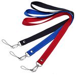 Wisdompro 3 Pack 19 inch Nylon Neck Lanyard Strap with Metal Hook and Tone Split Ring for Keys, Keychains, ID Badges, Name Tags, USB Flash Drives, Cell Phones - Black, Red, Blue