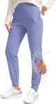 SANTINY Women's Fleece Lined Joggers Water Resistant High Waisted Thermal Sweatpants Winter Pants Hiking Running Pockets(Light Blue_XS)