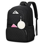 Backpack for Women Travel Casual Backpacks School Backpack Waterproof Daypack for Girls 15.6 Inch Laptop Backpack for School Work with Removable Mini Pouch,Black