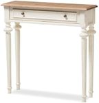 Baxton Studio Marquetterie French Provincial Style Weathered Oak and White Wash Distressed Finish Wood Two-Tone Console Table