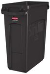 Rubbermaid Commercial Vented Slim Jim Trash Can Waste Receptacle, 16 Gallon, Brown, Plastic, 1956181