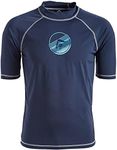 Kanu Surf Men's Mercury UPF 50+ Short Sleeve Sun Protective Rashguard Swim Shirt, Echelon Navy, Large