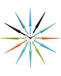 Infinity Instruments Celeste Starburst Wall Clock, Retro Midcentry Spoke Design, Easy to Hang Keyhole, 24 Inch, Multi-Colored