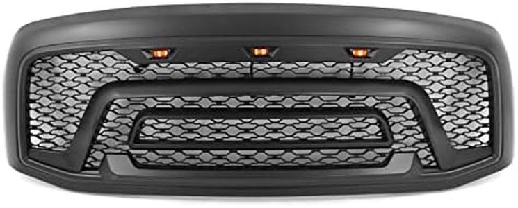 IKON MOTORSPORTS, Grille Compatible With 2006-2008 Dodge Ram 1500; 2006-2009 Ram 2500 3500, Matte Black ABS Mesh Front Bumper Hood Upper Grill Guard with Signal Lights