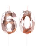 60th Birthday Candles, Number 60 Candle, Rose Gold Candles, Birthday Candle for Cake, Happy Birthday Candle, Cake Candles Cake Topper Decorations for Birthday Party Wedding Anniversary Celebration