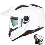 ILM Motorcycle Full Face Modular ATV Helmet Three in One Casco with Pinlock Anti Fog Visor for Men Women DOT Model-909F(White M)