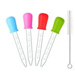 5ml Silicone Pipettes Dropper 4Pcs Plastic Droppers Liquid Droppers Pipettes of 5ml with Cleanning Brush, 5Pack