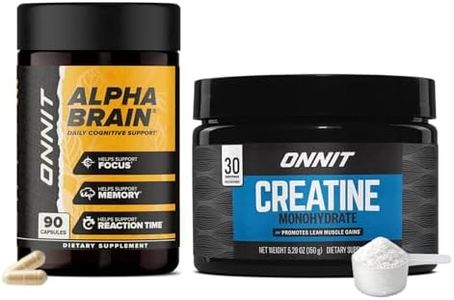 ONNIT Cognitive & Strength Performance Bundle: Alpha Brain Nootropic Capsules (90 Count) + Creatine Monohydrate Powder (30 Servings), IGEN Non-GMO Tested Focus, Strength & Lean Muscle – Pack of 2