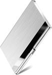 MATHARAGO Metal Business Card Holder for Women & Men, Pocket Business Card Case Slim Business Card Wallet Business Card Holders Name Card Holder, 3.7 x 2.3 x 0.3 inches.(Brushed Silver)