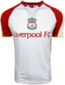 Men's Liverpool White Training Jersey, Licensed Liverpool Short Sleeve Shirt (Medium)