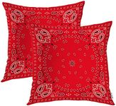 Batmerry Colorful Pillow Covers 18x18 inch,Deer Collection Silhouette Elk Reindeer Christmas Animal Double Sided Throw Pillow Covers Sofa Cushion Cover Lumbar Pillowcase, Cotton, Colorful Border Red Paisley, Square 18 Inches(set of 2)