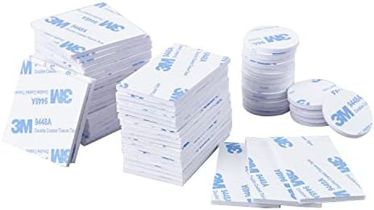 60Pcs Double Sided Foam Tape Strong Pad, Self-Adhesive Tape Include Square Round and Rectangular, Super-Sticky Adhesive Mounting Suitable for Walls and Door, Wood, Metals, Glass, Papers (White)