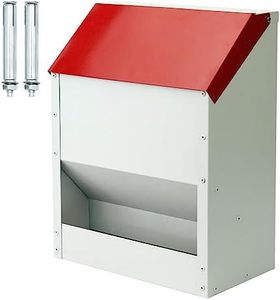 Svauoumu 11.5kg Automatic Chicken Feeder Galvanised Chicken Feeder with Rain Cover and Wall Mounted Poultry Feeder, Waste Free Chicken Feeder for Chickens, Geese, Ducks and Quail