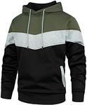 AOTORR Men's Hoodie Pullover Contrast Color Sweatshirts Long Sleeve Hoody Drawstring Casual Tops with Pockets WY90 Black XL