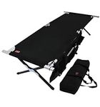 Tough Outdoors Evergreen Camping Cot L - Cots for Sleeping - Foldable Camping Beds for Adults - Large Portable Folding Bed - 300 lbs (136 kg) Capacity - 74” x 25” (188 x 63.5 cm) - Black