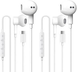 2 Pack USB C Headphones for iPhone 15, Type C Earbuds Wired Earbuds with Microphone & Remote Control Noise Cancelling Earphones, Compatible with iPhone 15 Pro Max, iPad Pro, Most USB C Jack Devices