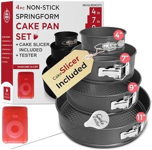 Spring Form Pans for Baking (4/7/9/11 Inch) with CAKE SLICER and TESTER - Nonstick Cheesecake Pan Set – Leakproof Spring Form Pan Set – Springform Pans Compatible with Instant Pot - Spring Pan Set