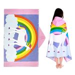 MooMoo Baby Kids Beach Towel Hooded Absorbent Bath Swim Towel Large Cotton Poncho Wrap Towel for Boys 50’ X 30’ (Rainbow)