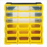 Alkon Polypropylene Component Organiser With Bins And Drawers (Aco9B9D) Small Parts Storage |Jewellery |Craft |Sewing Cabinets |Organiser |Diy |Clinic |Hospital|9 Bins And 9 Drawers, Yellow