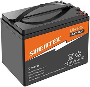 Shentec 12V 50Ah Batería Deep Cycle LiFePO4, con BMS Integrado, Barcos autocaravanas, caravanas, carros de golf, sistemas solares o se puede utilizar como fuente de alimentación de emergencia
