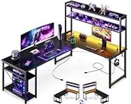 AODK L Shaped Gaming Desk with Hutc