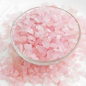 KUKUBAGS 1lb Rose Quartz Crystals, Vase Filler Stones, Pink Crushed Rose Quartz Chips, Decorative Marbles for Vases, Pebbles for Indoor Plants, Gravel for Fish Tank Aquarium