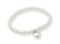 Trendy Glass Pearl Beaded Stretch Bracelets with Heart Charm