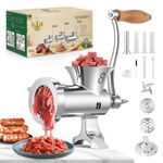 Huanyu Manual Meat Grinder Stainless Steel Meat Mincer with Sausage Stuffer and Cookie Attachment Dishwasher Safe Hand Meat Grinder for Beef Pork and Vegetables Meat Grinders (No.8)