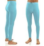 Sesto Senso Mens Thermal Long Johns Cotton 100% Warm Lightweight Underwear Functional Leggings Base Layer Bottom L Blue