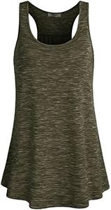 Cestyle Tunic Tops for Leggings for Women,Summer Exercise Sleeveless Loose Blouses Juniors Active Ruched Front Long Tank Shirts Olive Green Size 16